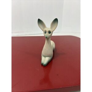 VTG Japan Green Eye Deer Laying Alert Figurine Pottery 4'' Tall‎